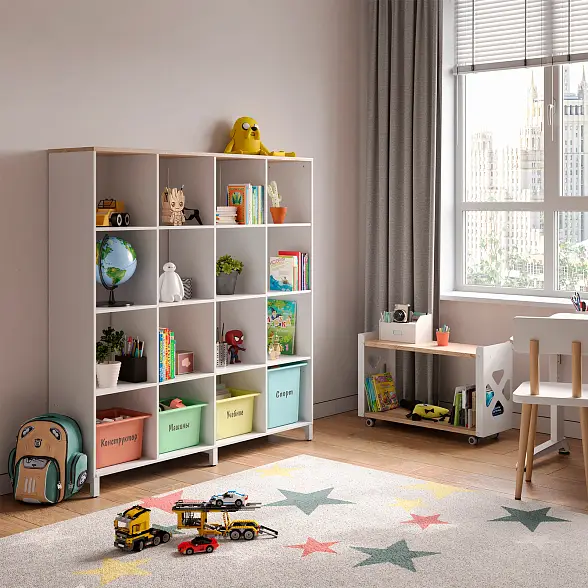 Стеллажная система MIX 4x4 ZAMM. На металлокаркасе (Ш:1494, Г:370, В:1617) 