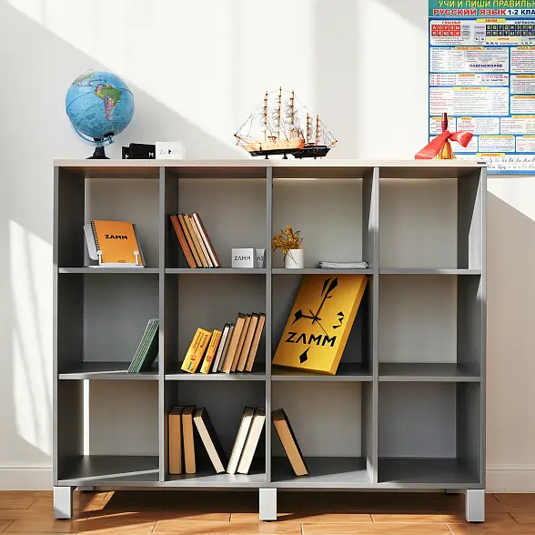 Стеллажная система MIX 4x4 ZAMM. На металлокаркасе (Ш:1494, Г:370, В:1617) 