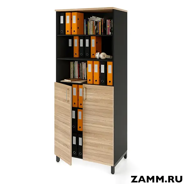 Шкаф ZAMM распашной 6 полок, 2 двери, 3 полки закрыты, 3 полки открыты (Ш:900, Г:600, В:2270)