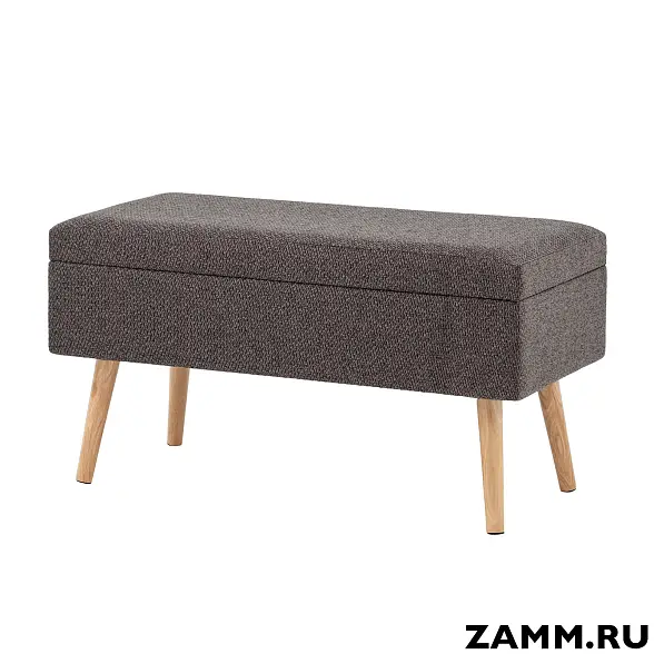 Банкетка Сторми с ящиком на ножках рогожка темно-серая