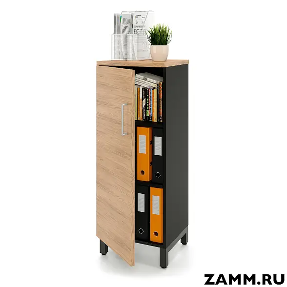 Шкаф ZAMM распашной 3 полки, 1 дверь для дома. На металлокаркасе 450 Левый (Ш:450, Г:414, В:1207)