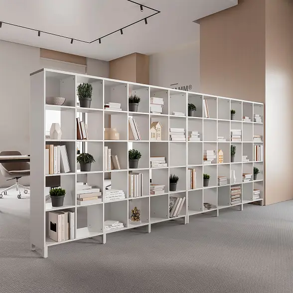 Стеллажная система MIX 4x4 ZAMM. На металлокаркасе (Ш:1494, Г:370, В:1617) 