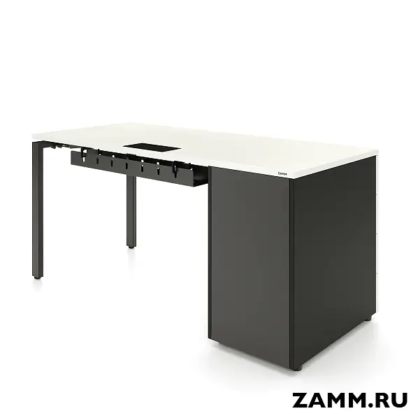 Стол письменный Формат Т4 с тумбой 4 ящ. (Тип 2) с лючком для пр-дов (Д-039), кабель-каналом (Д-041) 