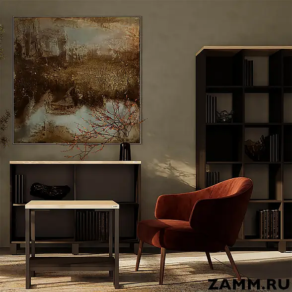 Стеллажная система MIX 4x4 ZAMM. На металлокаркасе (Ш:1494, Г:370, В:1617) 