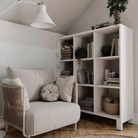 Стеллажная система MIX 4x4 ZAMM. На металлокаркасе (Ш:1494, Г:370, В:1617) 